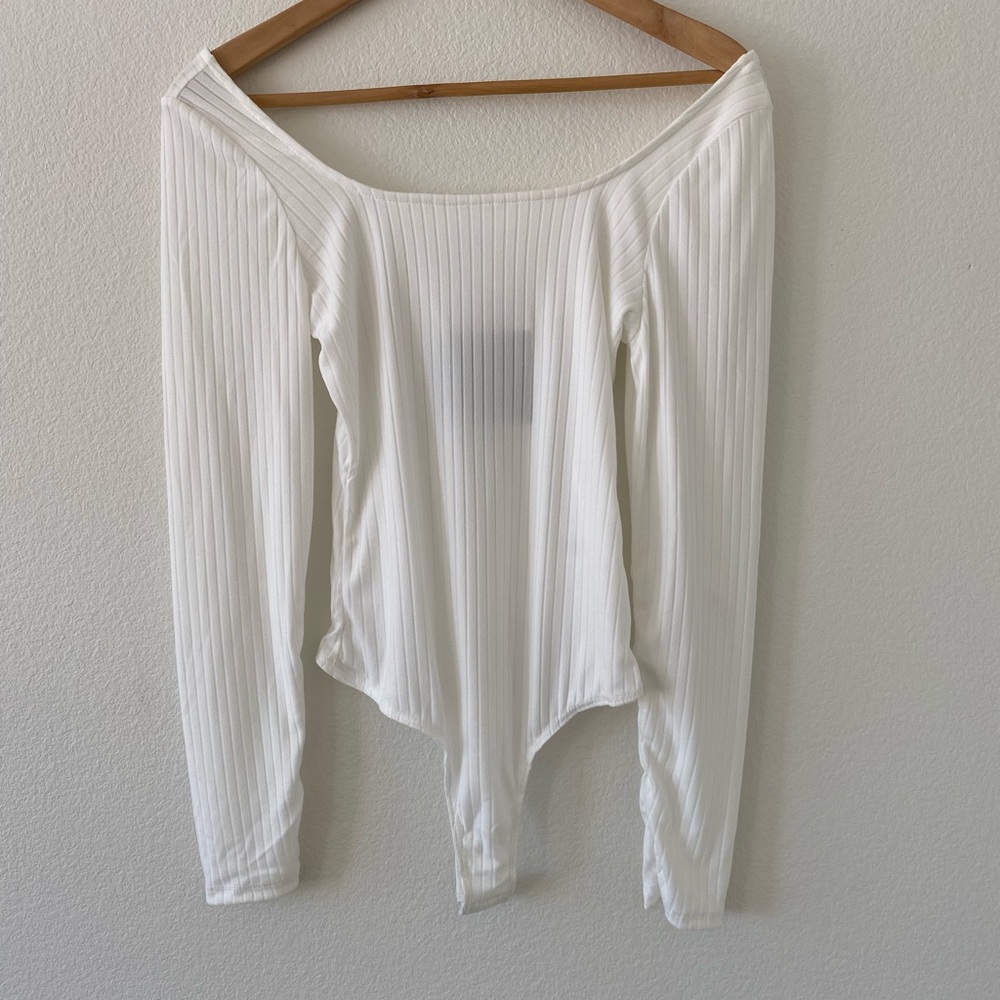 Le Lis White Ribbed Bodysuit